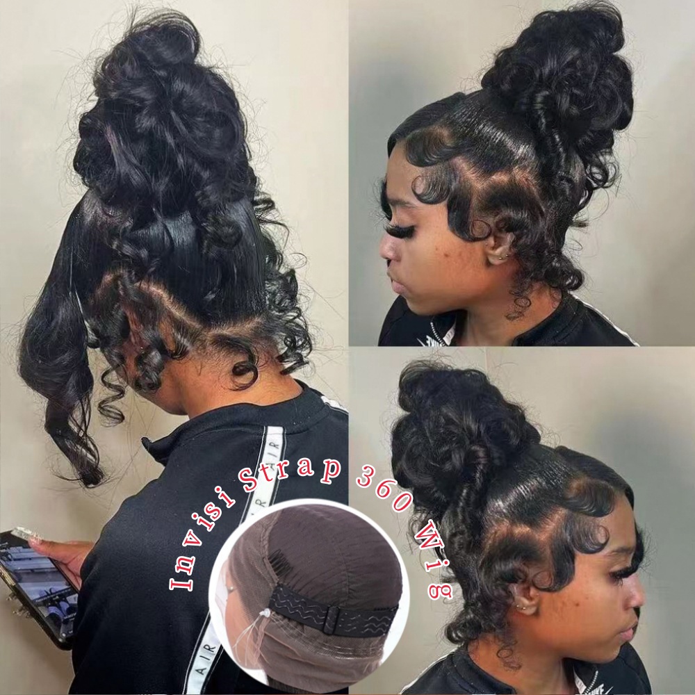 Human Hair Wigs - วิกผมลูกไม้แบบเต็มศีรษะ HD 360 พร้อมสายรัดแบบซ่อน วิกผมแท้ ความหนาแน่น