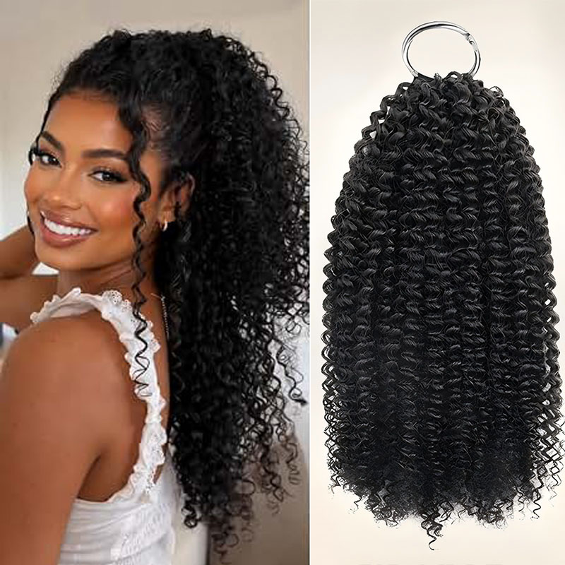 Hair Bundles - ผมถักโครเชต์แท้ Jerry Curly สีดำธรรมชาติ ผลิตด้วยเครื่องจักร ผมแท้