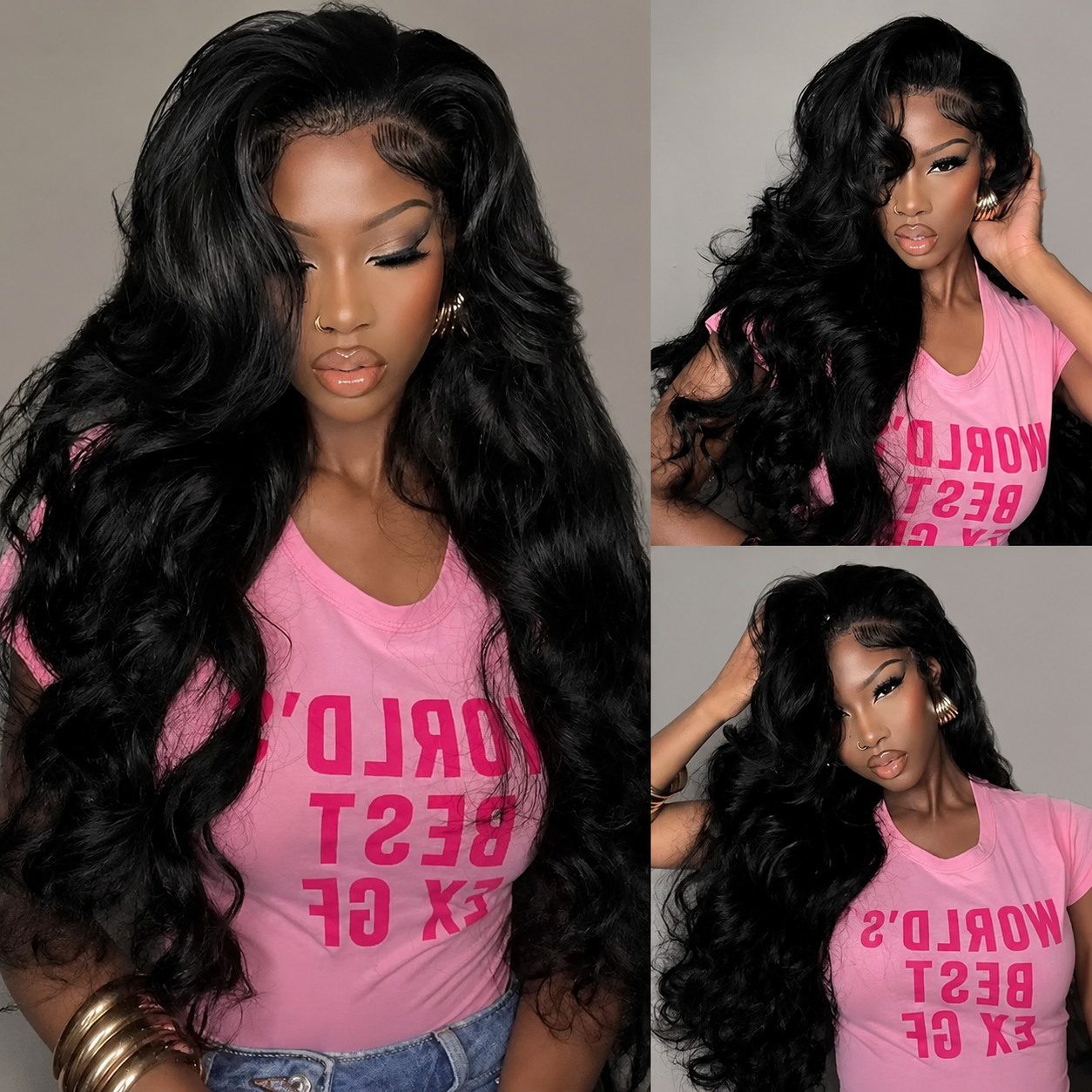 Hd Lace Frontal Wig Human Hair Pre Plucked - วิกผมมนุษย์แบบลูกไม้โปร่งใส HD ขนาด 34 นิ้ว 13x4