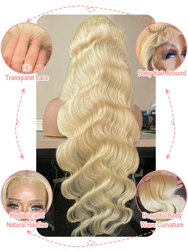 วิกผมแท้ลูกไม้ด้านหน้า HD ขนาด - 613 Blonde Body Wave Lace Front Wig บทวิจารณ์และราคา