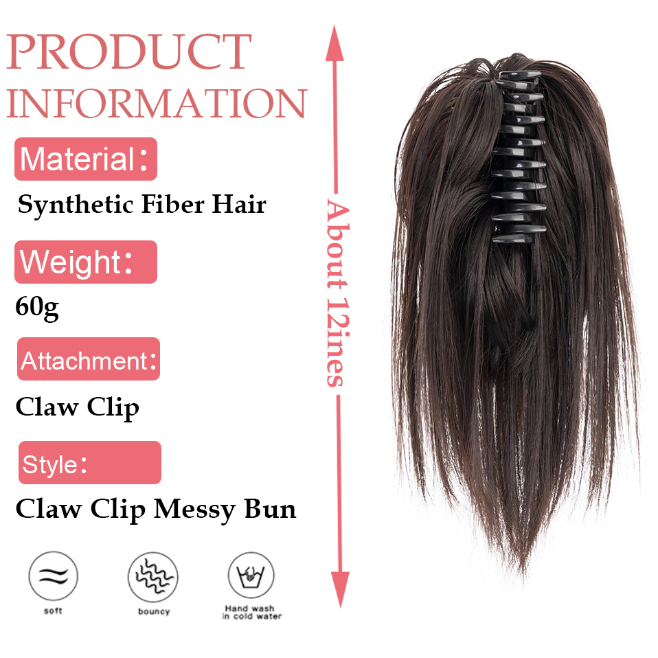 Snoilite สังเคราะห์ตรง Claw คล - Claw Clip Messy Bun Hair Piece บทวิจารณ์และราคา