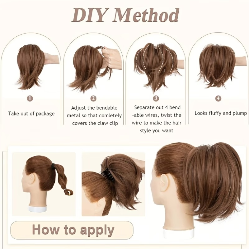 ผมต่อหางม้าแบบกิ๊บหนีบสังเคราะ - Claw Clip Messy Bun Hair Piece บทวิจารณ์และราคา