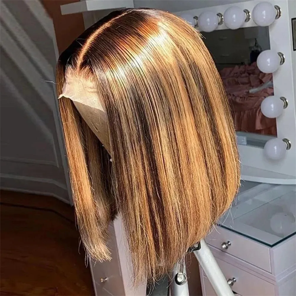 วิกผมบ๊อบสีบลอนด์น้ำผึ้ง ผมแท้ - Glueless Wear And Go Human Hair Wig บทวิจารณ์และราคา