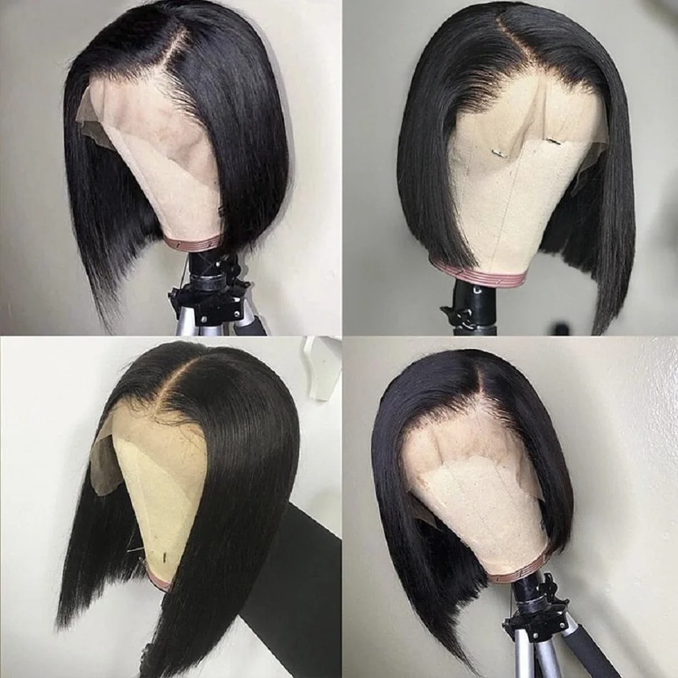 วิกผมสีดำแบบสั้น วิกผมหน้าผากล - Pre Parted 13X4 Lace Front Bob Wig บทวิจารณ์และราคา