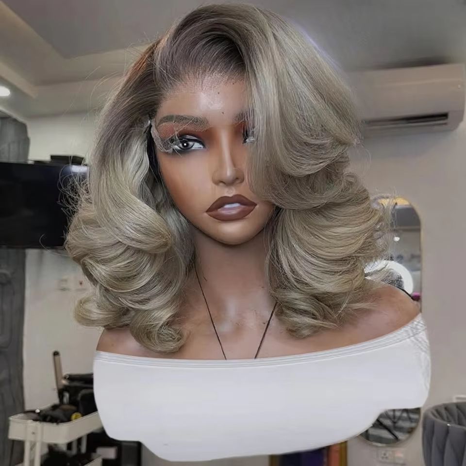 วิกผมลูกไม้สังเคราะห์ Bob Ombr - Pre Parted 13X4 Lace Front Bob Wig บทวิจารณ์และราคา