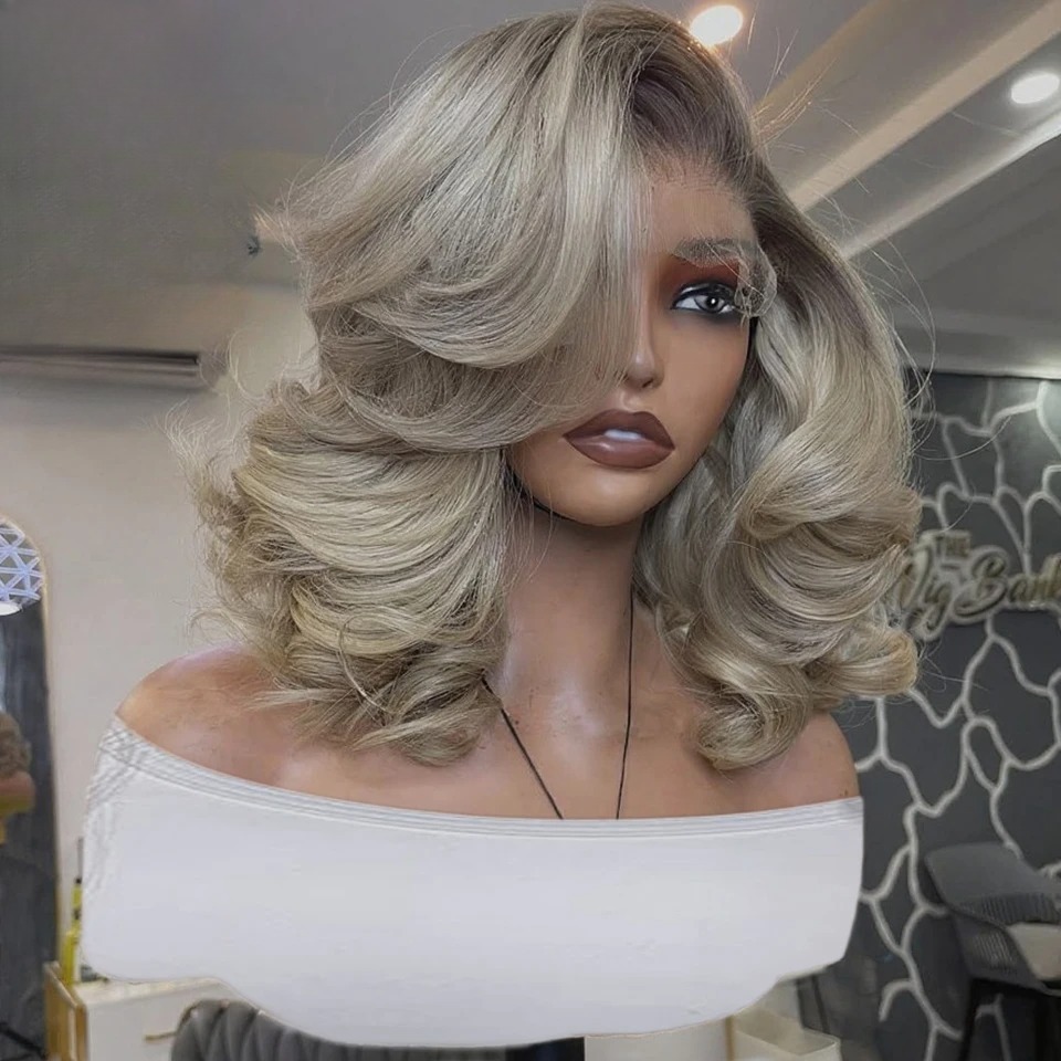 วิกผมลูกไม้สังเคราะห์ Bob Ombr - Pre Parted 13X4 Lace Front Bob Wig บทวิจารณ์และราคา